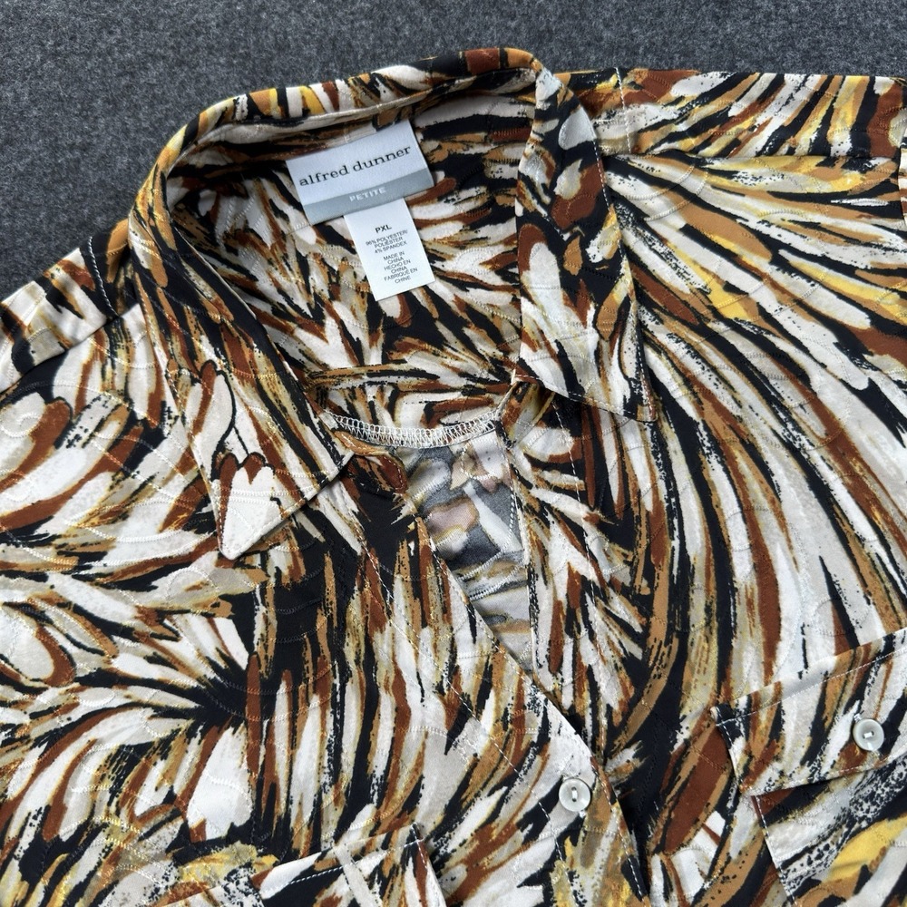 Alfred Dunner Women's Embellished Top 3/4 Sleeve Abstract Animal Print Petite XL